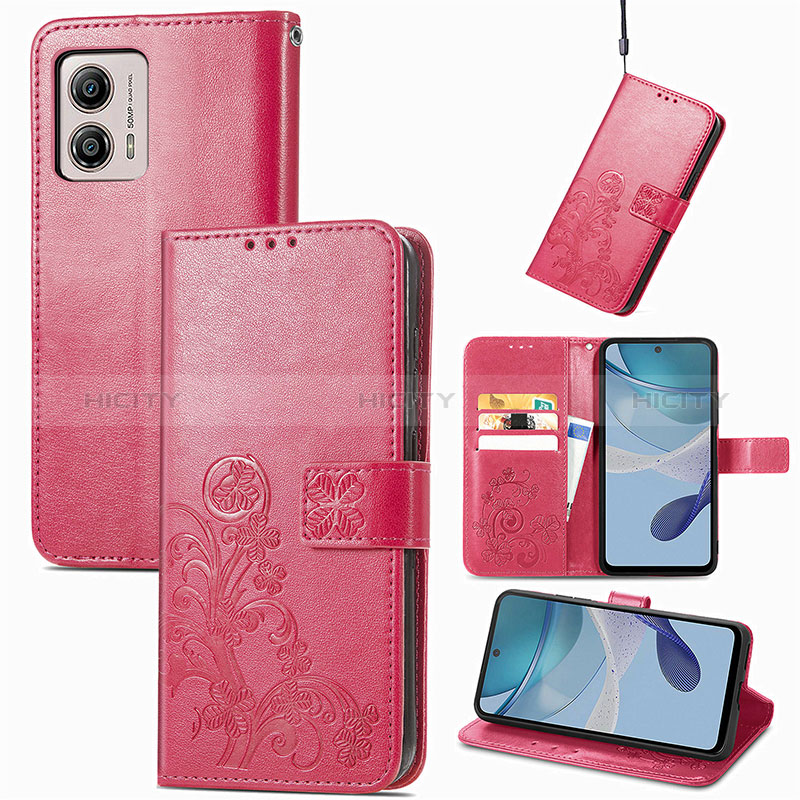 Custodia Portafoglio In Pelle Fiori Cover con Supporto per Motorola Moto G53y 5G