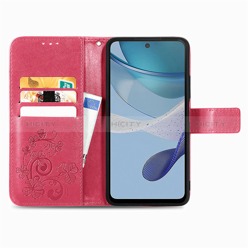 Custodia Portafoglio In Pelle Fiori Cover con Supporto per Motorola Moto G53y 5G