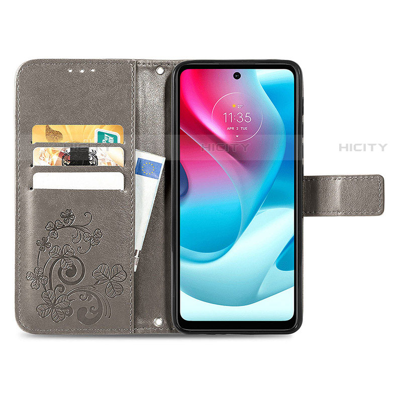 Custodia Portafoglio In Pelle Fiori Cover con Supporto per Motorola Moto G60s