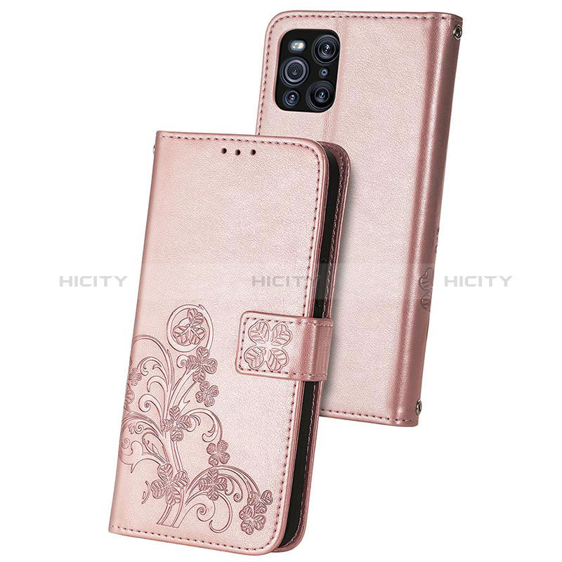 Custodia Portafoglio In Pelle Fiori Cover con Supporto per Oppo Find X3 5G