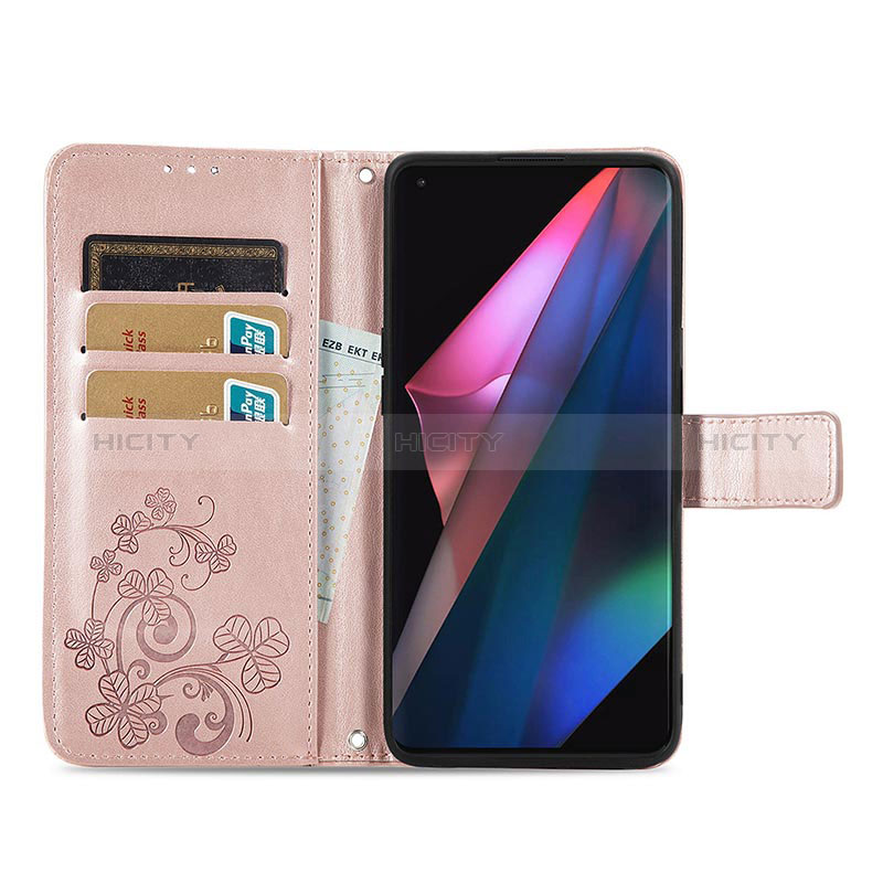 Custodia Portafoglio In Pelle Fiori Cover con Supporto per Oppo Find X3 5G