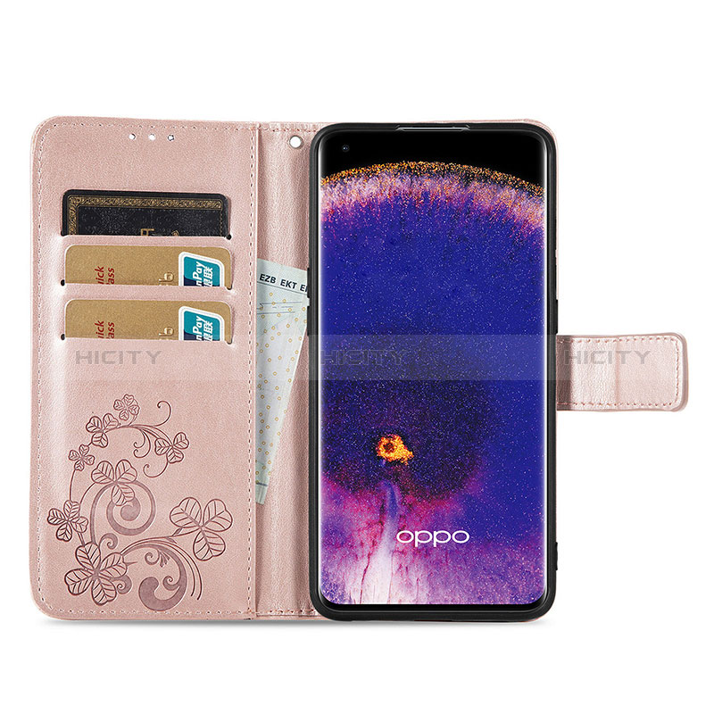 Custodia Portafoglio In Pelle Fiori Cover con Supporto per Oppo Find X5 5G