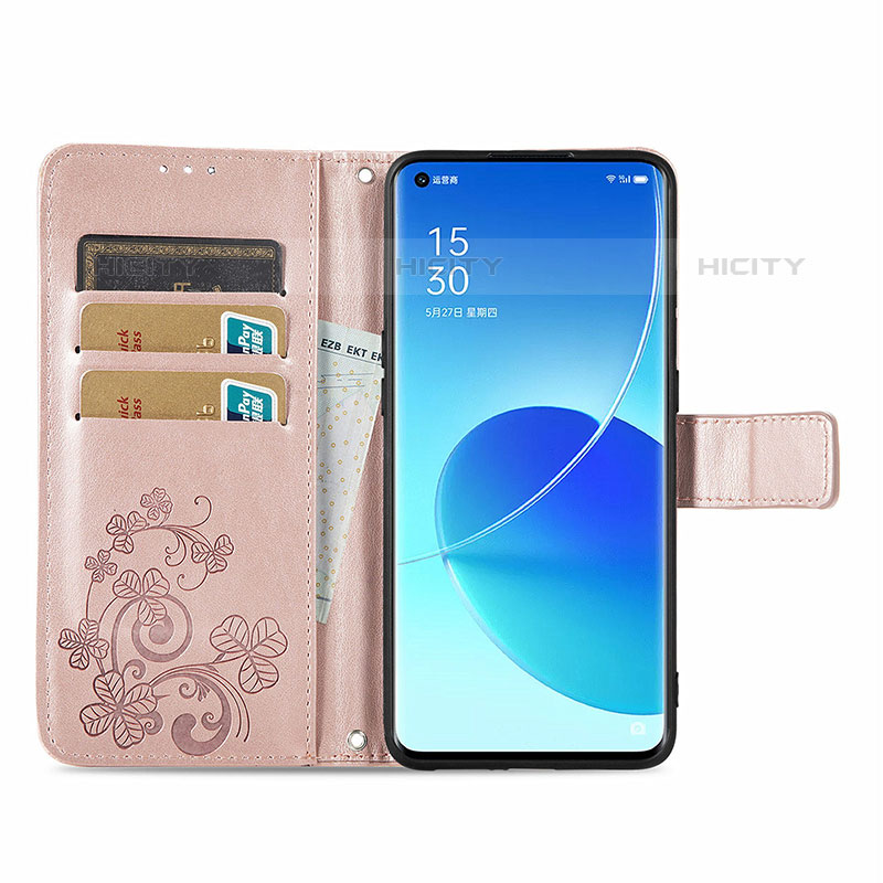 Custodia Portafoglio In Pelle Fiori Cover con Supporto per Oppo Reno6 Pro 5G