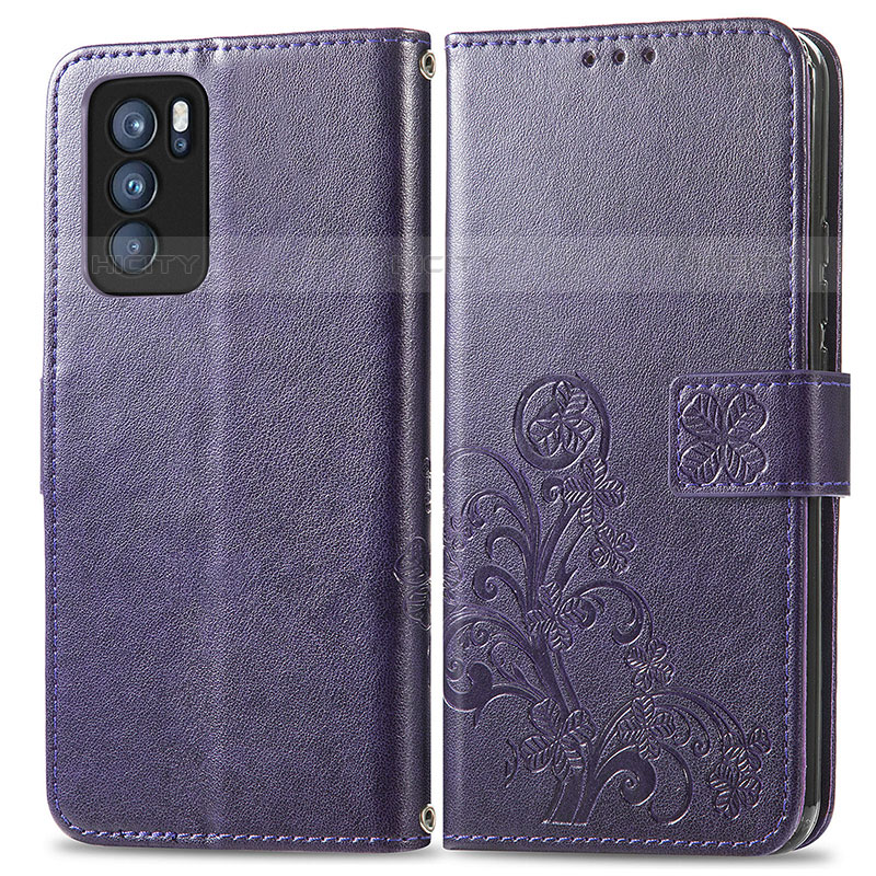 Custodia Portafoglio In Pelle Fiori Cover con Supporto per Oppo Reno6 Pro 5G India