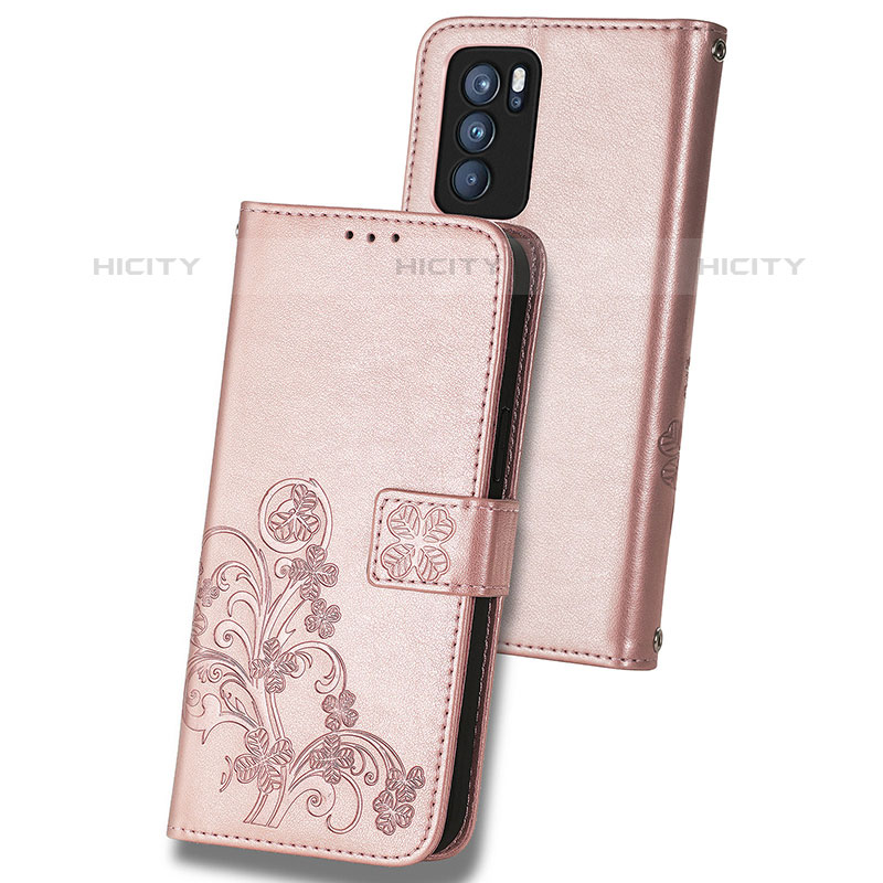 Custodia Portafoglio In Pelle Fiori Cover con Supporto per Oppo Reno6 Pro 5G India