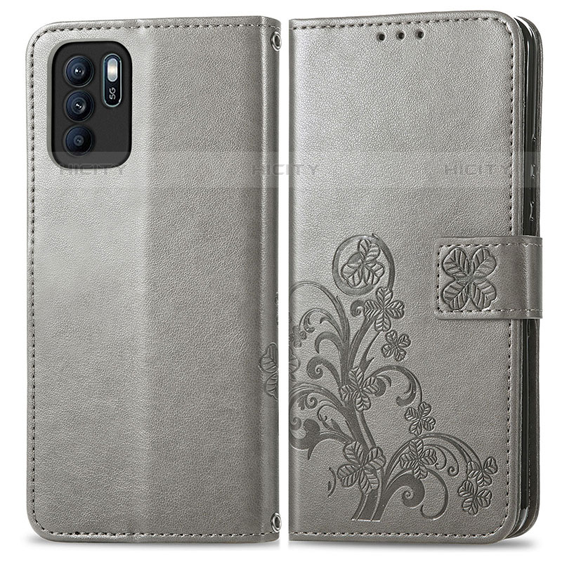 Custodia Portafoglio In Pelle Fiori Cover con Supporto per Oppo Reno6 Z 5G