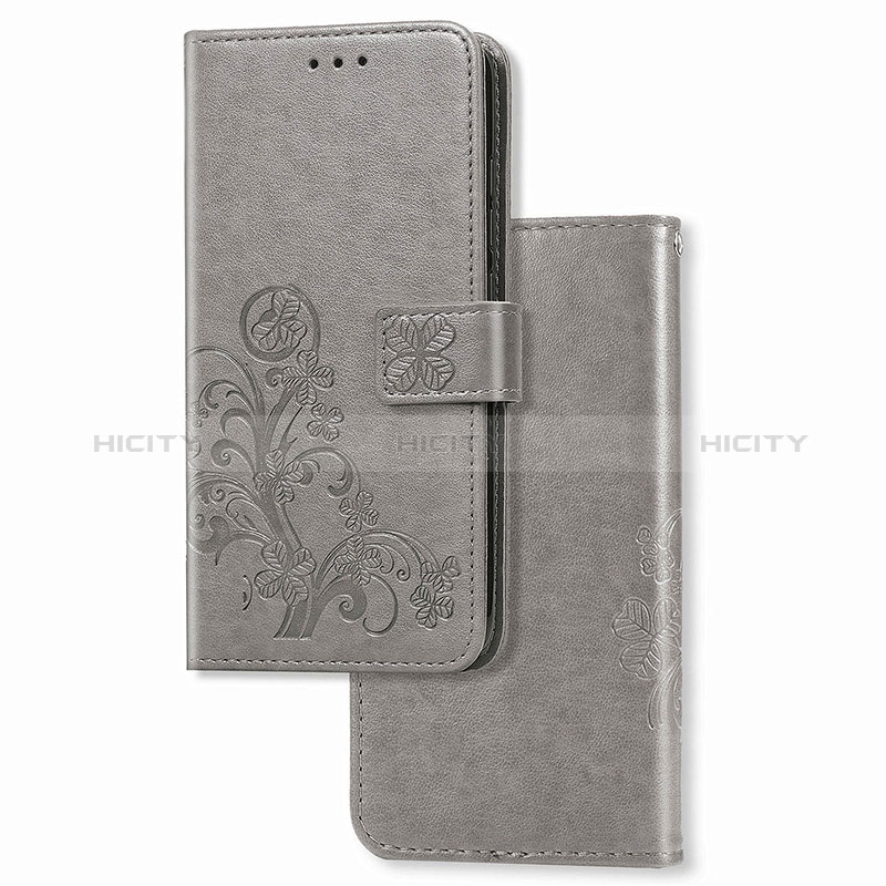 Custodia Portafoglio In Pelle Fiori Cover con Supporto per Realme 7i RMX2193 Grigio