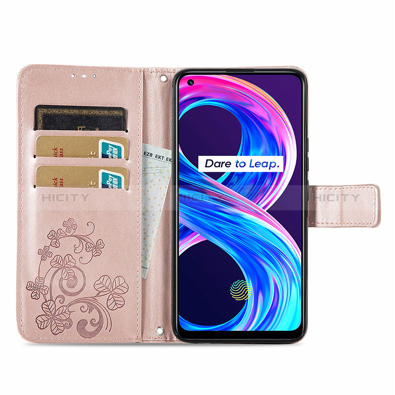 Custodia Portafoglio In Pelle Fiori Cover con Supporto per Realme 8 4G