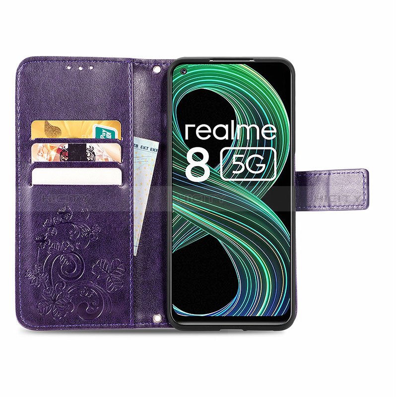 Custodia Portafoglio In Pelle Fiori Cover con Supporto per Realme 8 5G