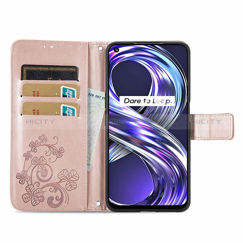 Custodia Portafoglio In Pelle Fiori Cover con Supporto per Realme 8i