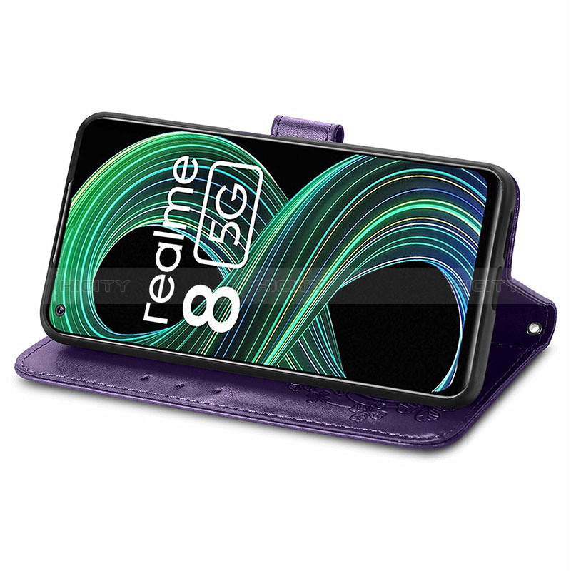 Custodia Portafoglio In Pelle Fiori Cover con Supporto per Realme 8s 5G