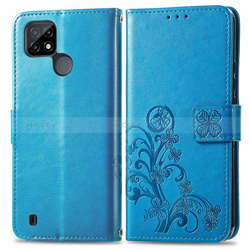 Custodia Portafoglio In Pelle Fiori Cover con Supporto per Realme C21