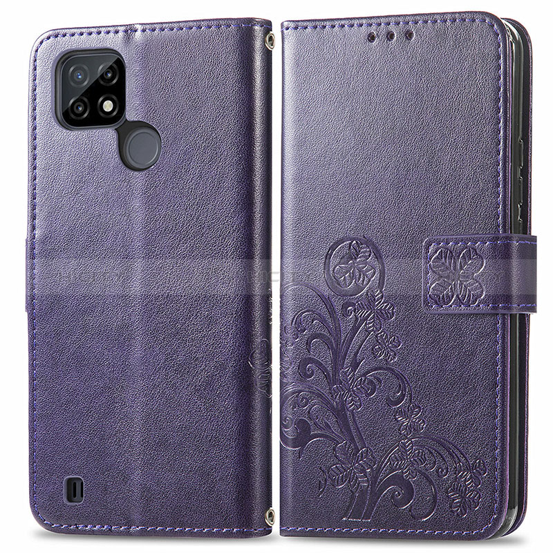 Custodia Portafoglio In Pelle Fiori Cover con Supporto per Realme C21Y