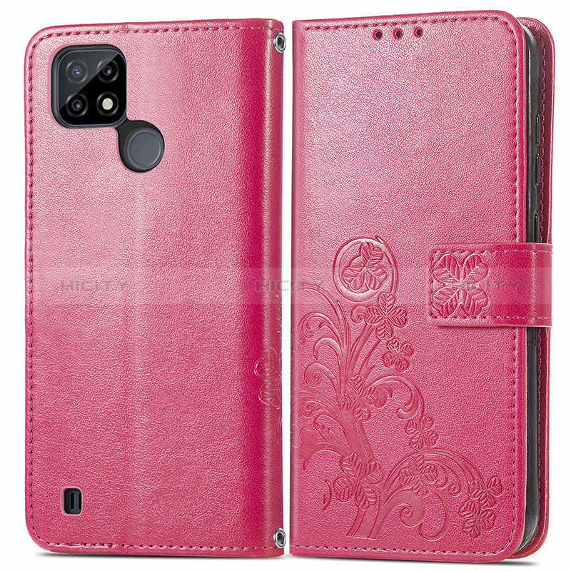 Custodia Portafoglio In Pelle Fiori Cover con Supporto per Realme C25Y India