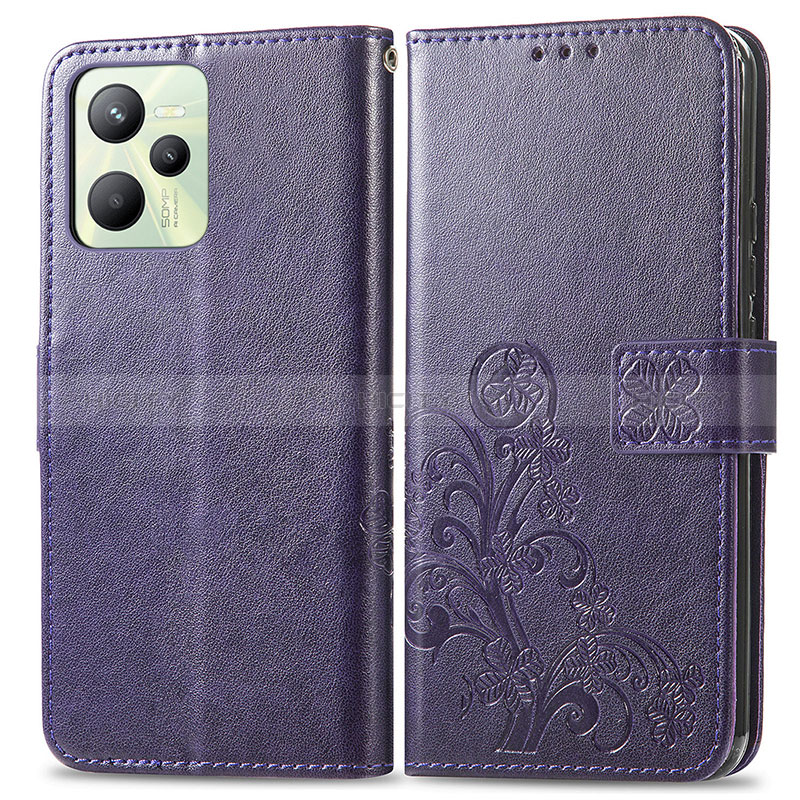 Custodia Portafoglio In Pelle Fiori Cover con Supporto per Realme C35