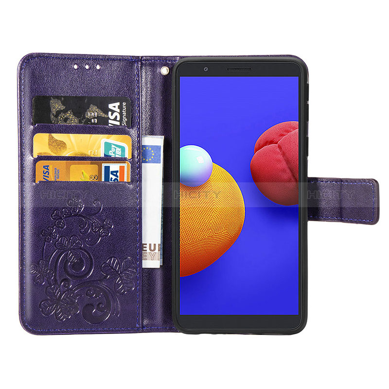 Custodia Portafoglio In Pelle Fiori Cover con Supporto per Samsung Galaxy A01 Core