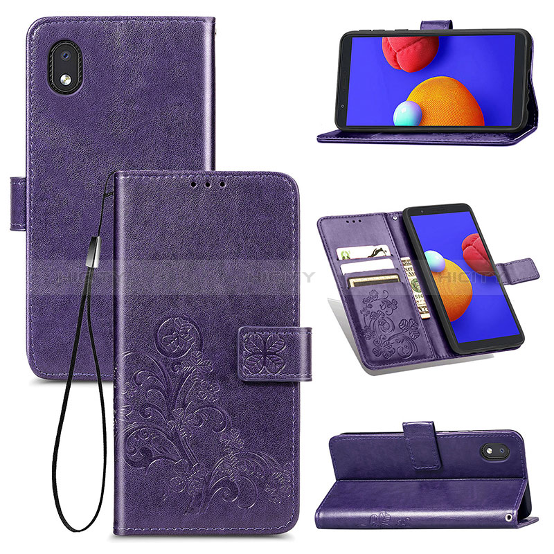 Custodia Portafoglio In Pelle Fiori Cover con Supporto per Samsung Galaxy A01 Core