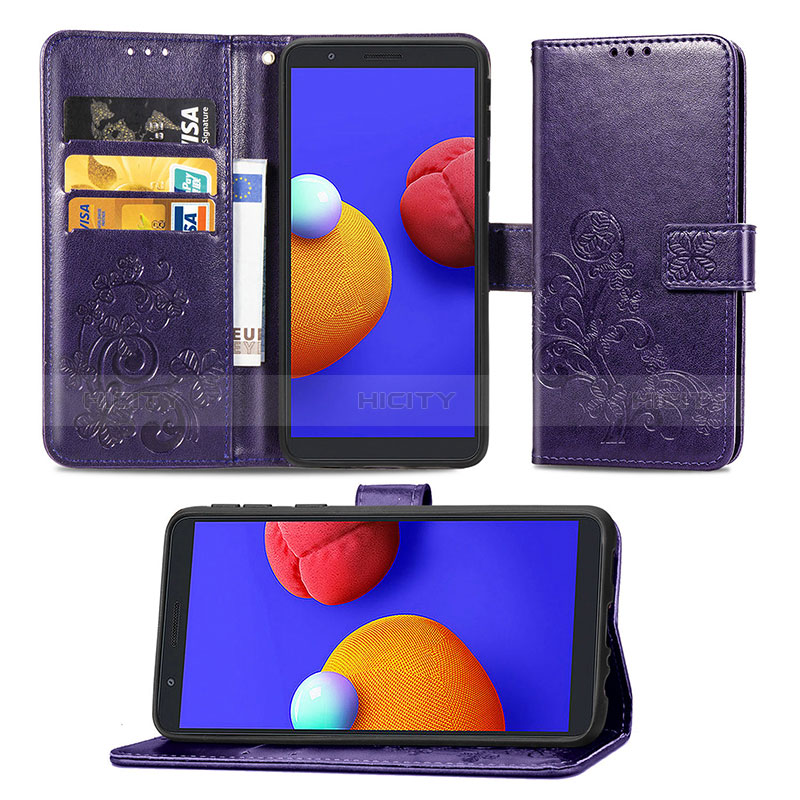 Custodia Portafoglio In Pelle Fiori Cover con Supporto per Samsung Galaxy A01 Core