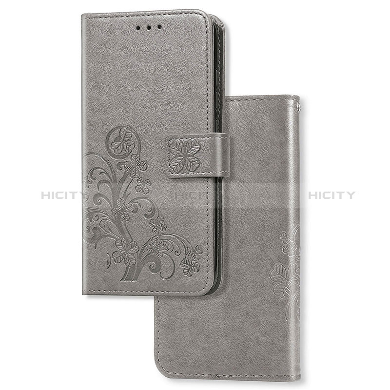 Custodia Portafoglio In Pelle Fiori Cover con Supporto per Samsung Galaxy A01 Core Grigio