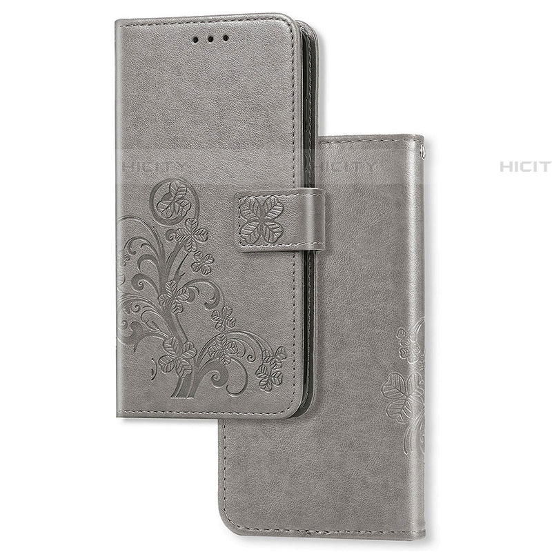 Custodia Portafoglio In Pelle Fiori Cover con Supporto per Samsung Galaxy A03s Grigio