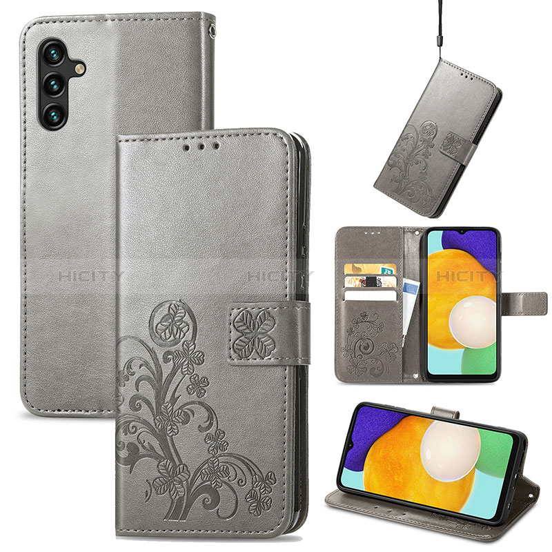 Custodia Portafoglio In Pelle Fiori Cover con Supporto per Samsung Galaxy A04s