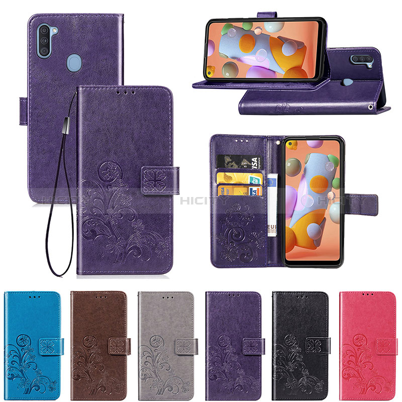 Custodia Portafoglio In Pelle Fiori Cover con Supporto per Samsung Galaxy A11