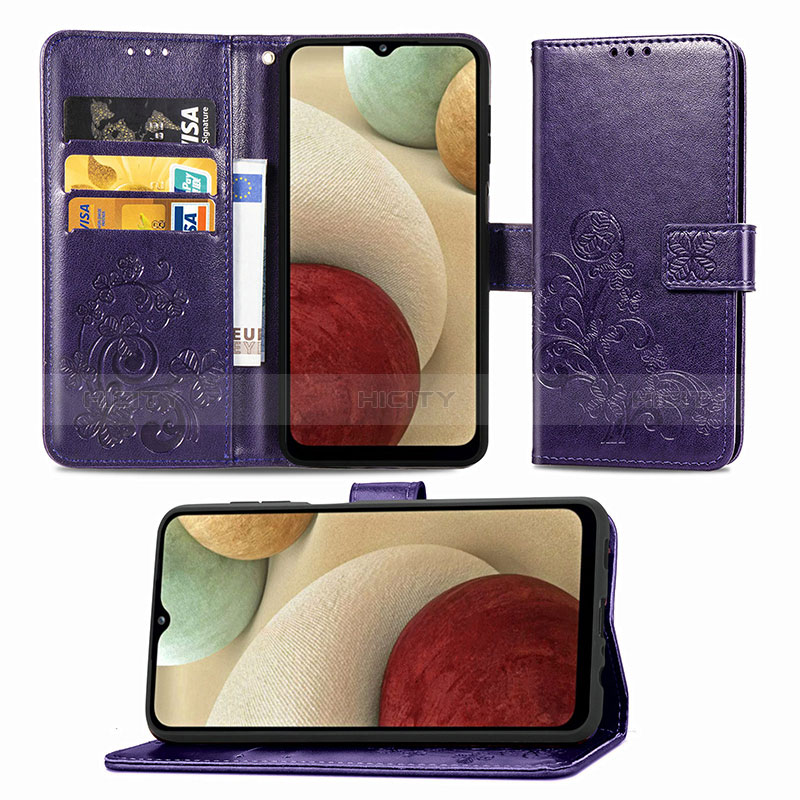 Custodia Portafoglio In Pelle Fiori Cover con Supporto per Samsung Galaxy A12