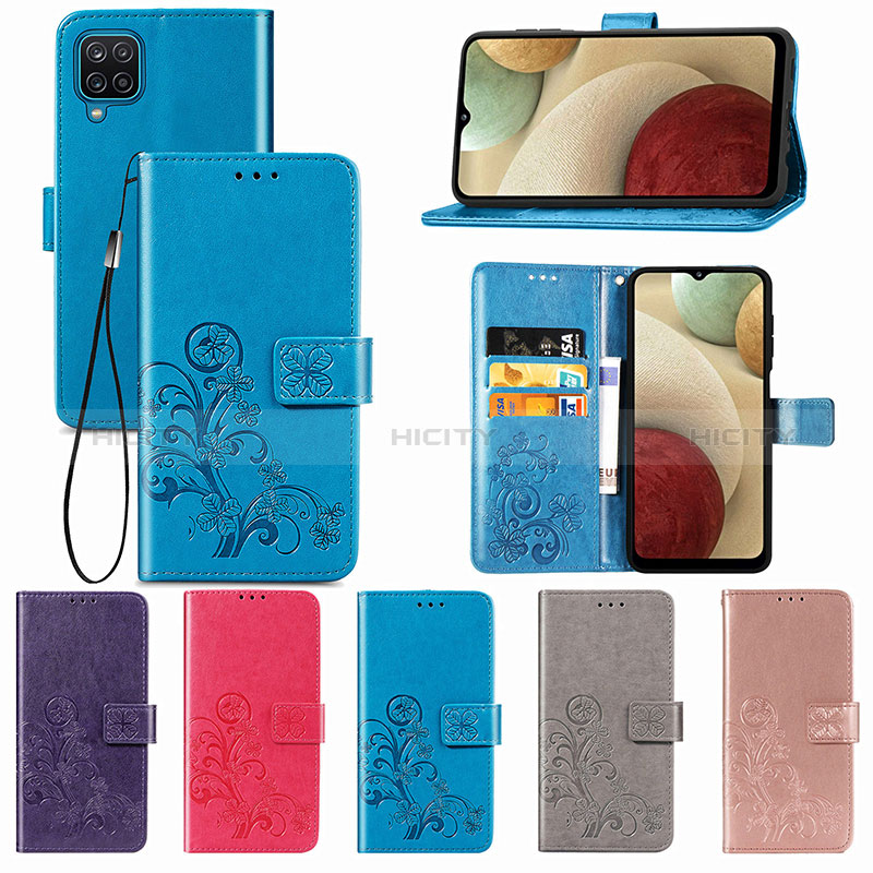 Custodia Portafoglio In Pelle Fiori Cover con Supporto per Samsung Galaxy A12 Nacho