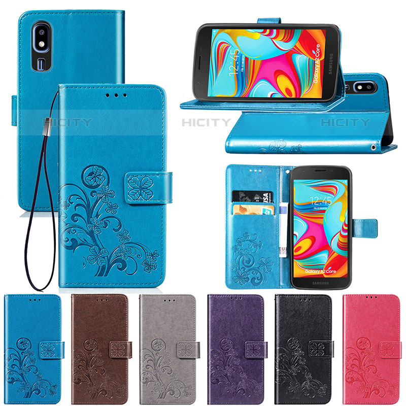 Custodia Portafoglio In Pelle Fiori Cover con Supporto per Samsung Galaxy A2 Core A260F A260G