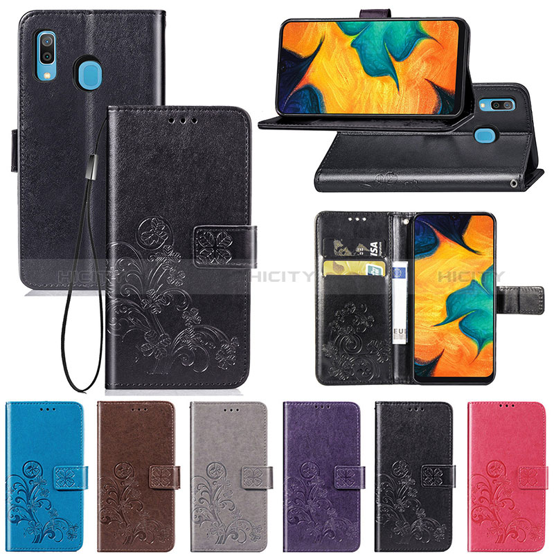 Custodia Portafoglio In Pelle Fiori Cover con Supporto per Samsung Galaxy A20