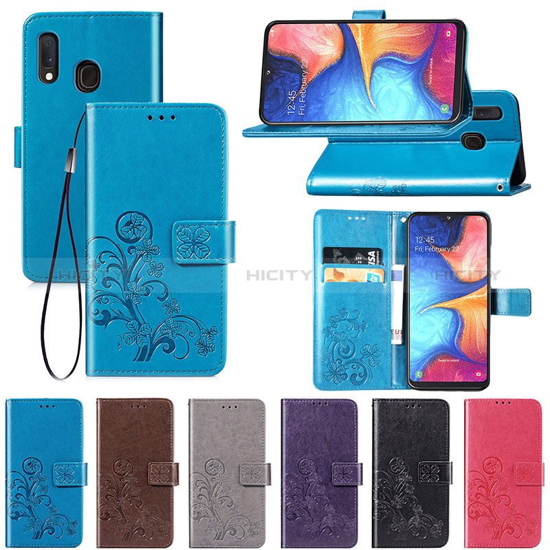 Custodia Portafoglio In Pelle Fiori Cover con Supporto per Samsung Galaxy A20e