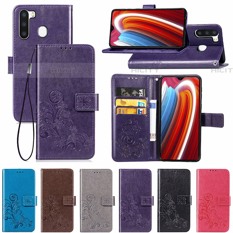 Custodia Portafoglio In Pelle Fiori Cover con Supporto per Samsung Galaxy A21 European