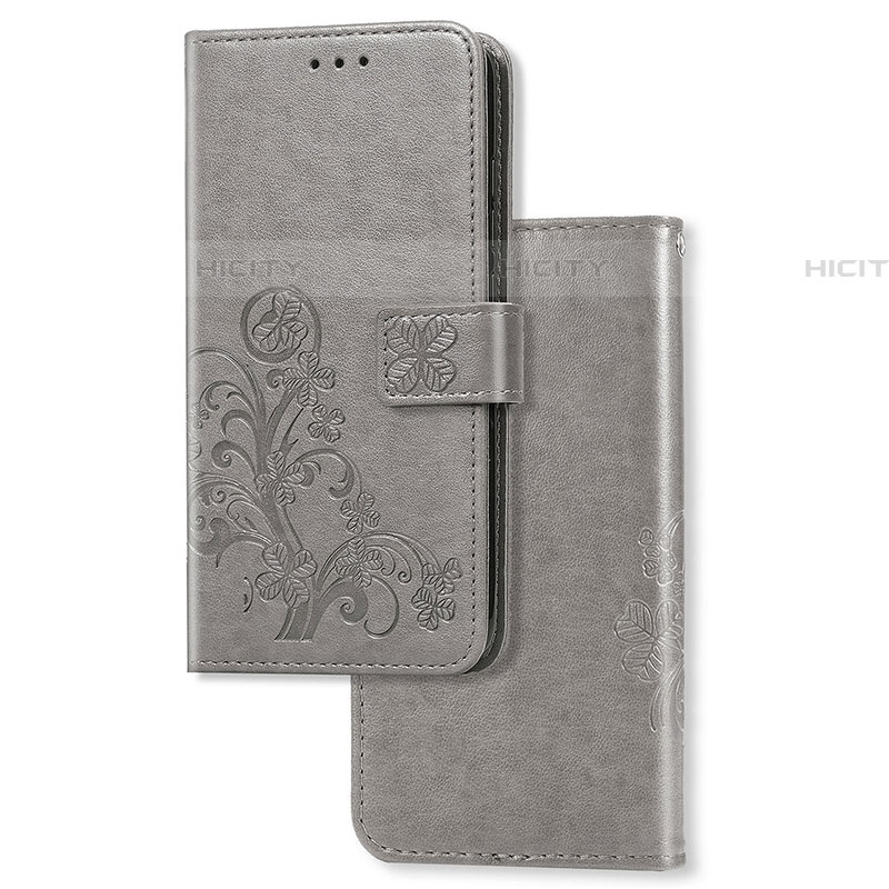 Custodia Portafoglio In Pelle Fiori Cover con Supporto per Samsung Galaxy A21 European Grigio