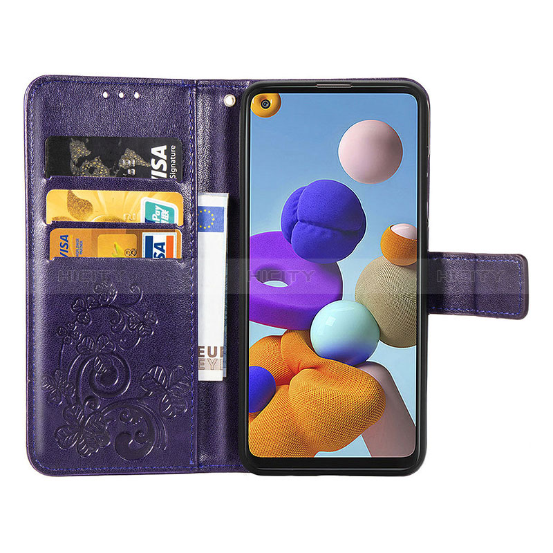 Custodia Portafoglio In Pelle Fiori Cover con Supporto per Samsung Galaxy A21s