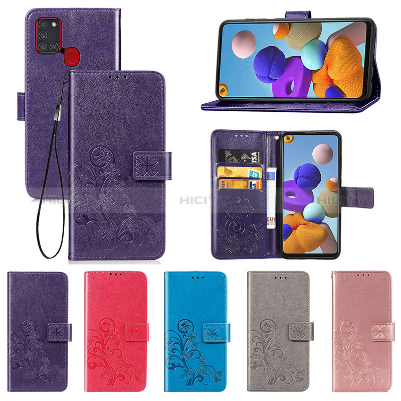 Custodia Portafoglio In Pelle Fiori Cover con Supporto per Samsung Galaxy A21s