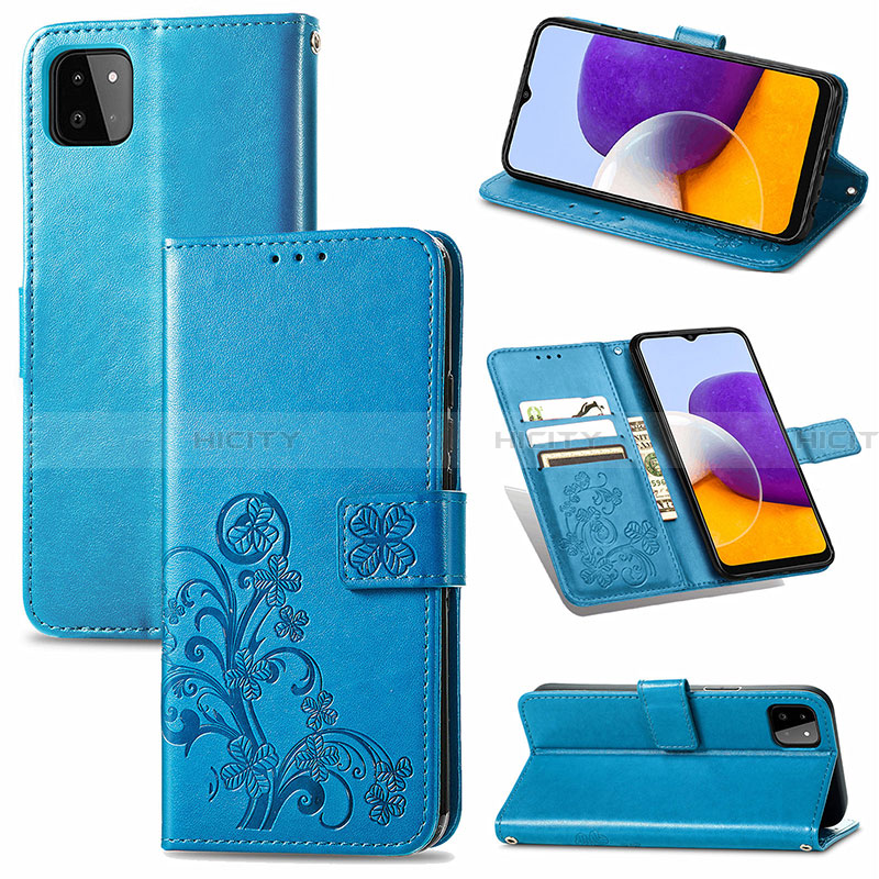 Custodia Portafoglio In Pelle Fiori Cover con Supporto per Samsung Galaxy A22 5G