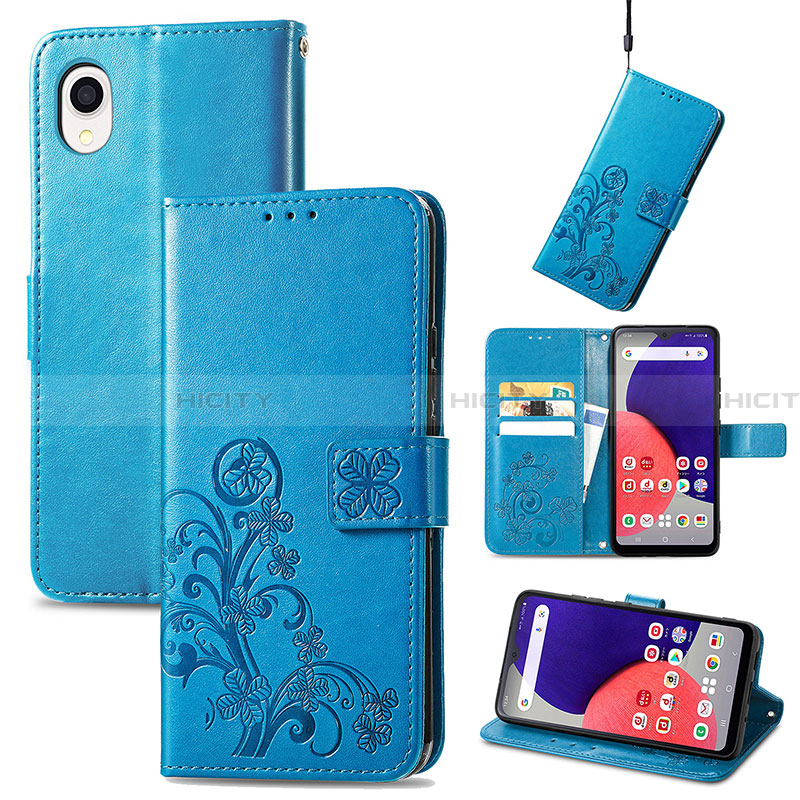 Custodia Portafoglio In Pelle Fiori Cover con Supporto per Samsung Galaxy A22 5G SC-56B