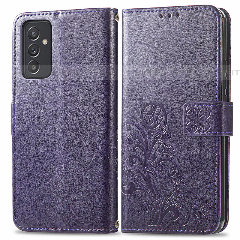 Custodia Portafoglio In Pelle Fiori Cover con Supporto per Samsung Galaxy A24 4G Viola