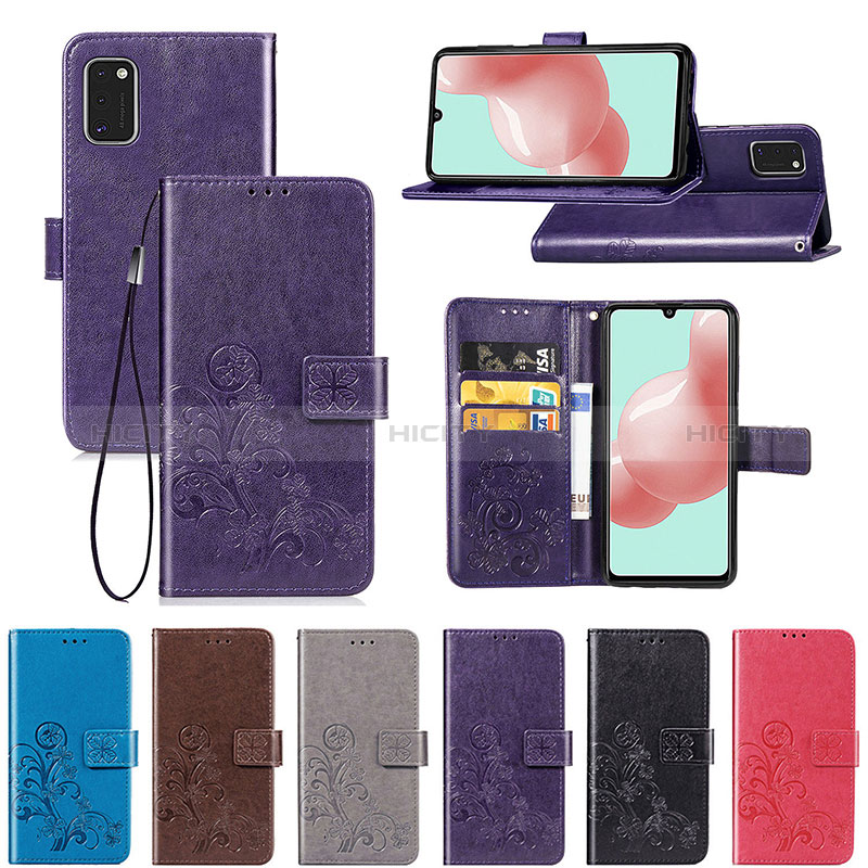 Custodia Portafoglio In Pelle Fiori Cover con Supporto per Samsung Galaxy A41