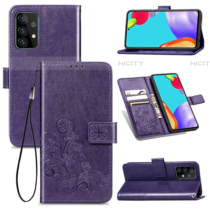 Custodia Portafoglio In Pelle Fiori Cover con Supporto per Samsung Galaxy A52 4G