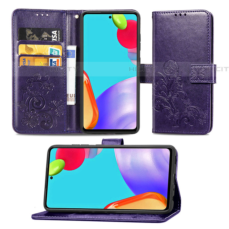 Custodia Portafoglio In Pelle Fiori Cover con Supporto per Samsung Galaxy A52 4G