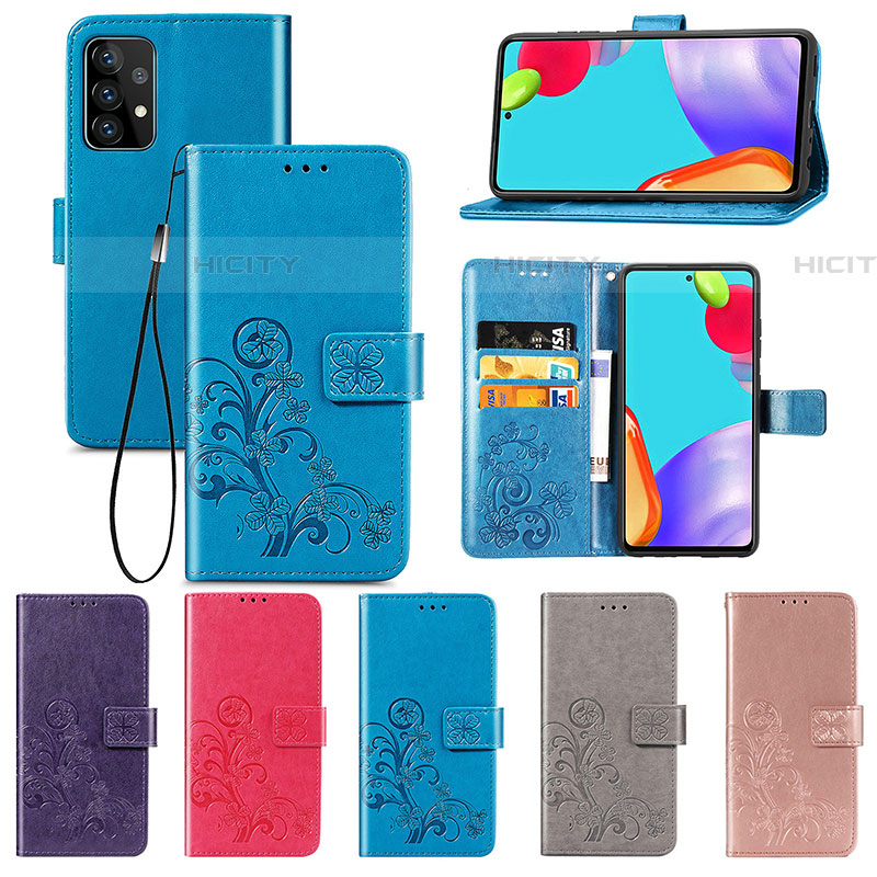 Custodia Portafoglio In Pelle Fiori Cover con Supporto per Samsung Galaxy A52 5G