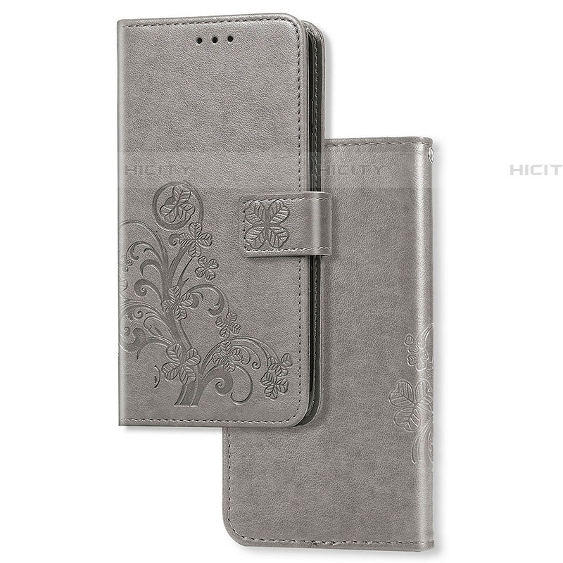 Custodia Portafoglio In Pelle Fiori Cover con Supporto per Samsung Galaxy A52 5G Grigio