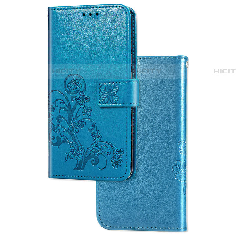 Custodia Portafoglio In Pelle Fiori Cover con Supporto per Samsung Galaxy A72 5G Blu