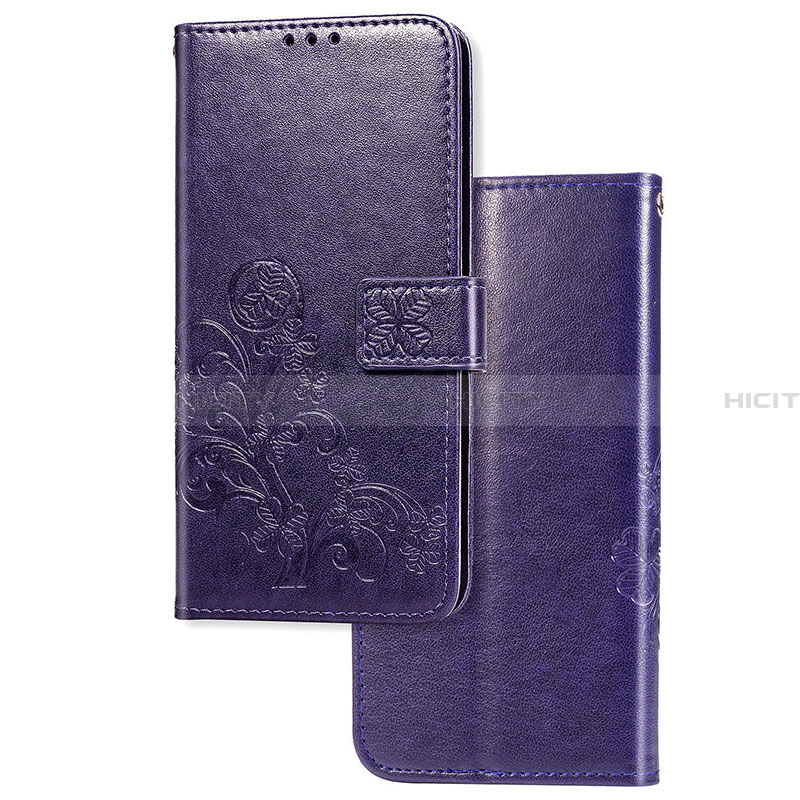 Custodia Portafoglio In Pelle Fiori Cover con Supporto per Samsung Galaxy F02S SM-E025F Viola