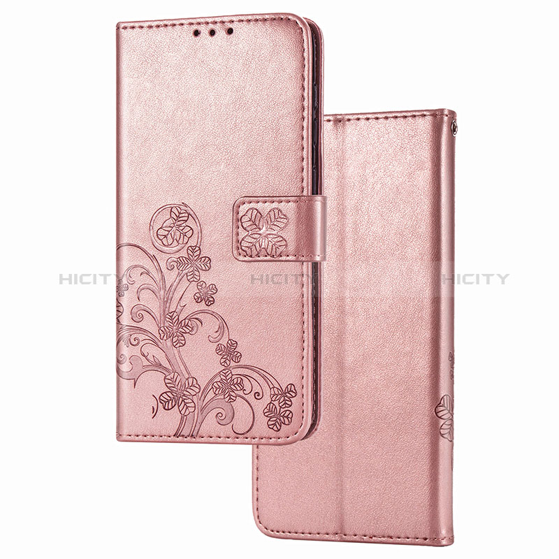 Custodia Portafoglio In Pelle Fiori Cover con Supporto per Samsung Galaxy F12 Rosa