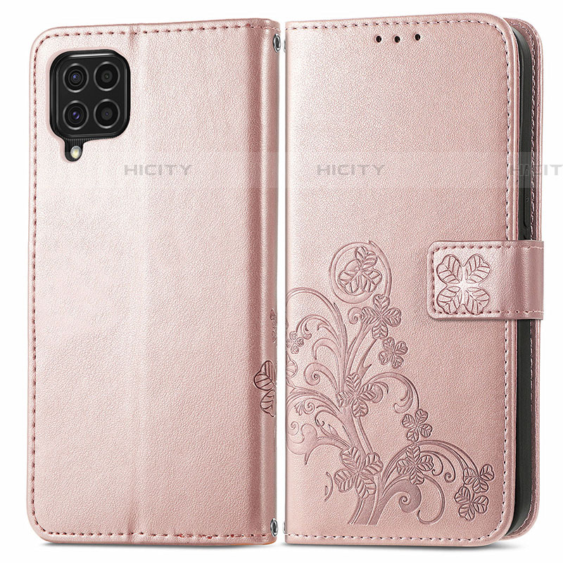 Custodia Portafoglio In Pelle Fiori Cover con Supporto per Samsung Galaxy F62 5G Rosa