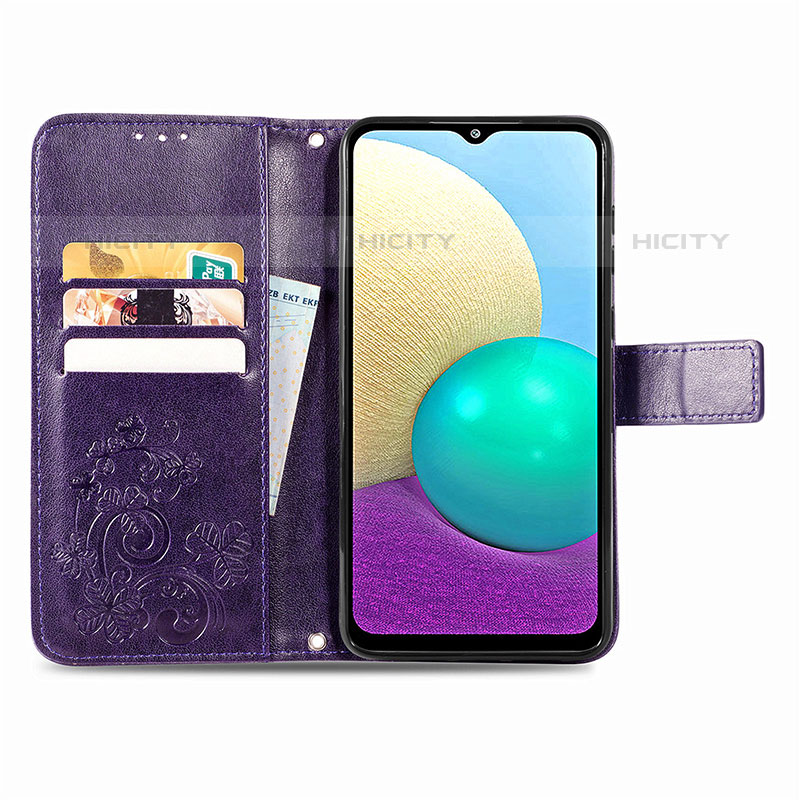 Custodia Portafoglio In Pelle Fiori Cover con Supporto per Samsung Galaxy M02