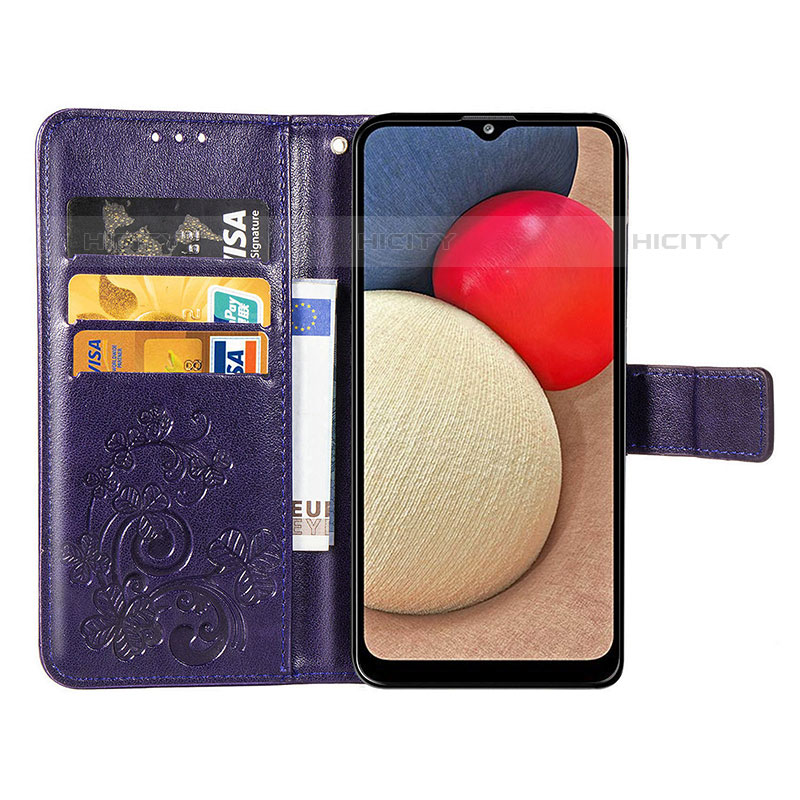 Custodia Portafoglio In Pelle Fiori Cover con Supporto per Samsung Galaxy M02s