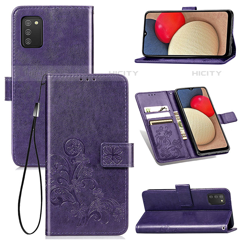 Custodia Portafoglio In Pelle Fiori Cover con Supporto per Samsung Galaxy M02s